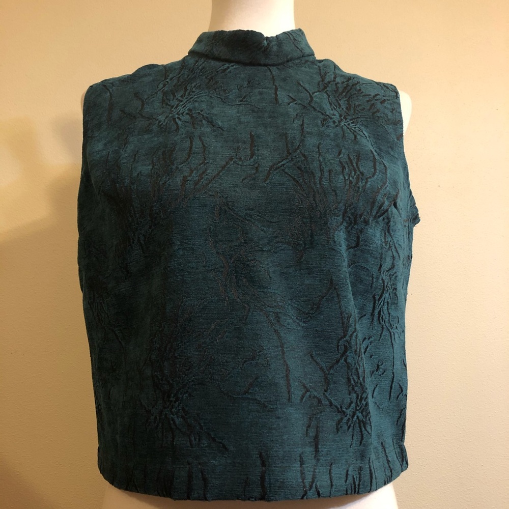 Mark. Chic Teal Sleeveless Mock Neck Crop Top